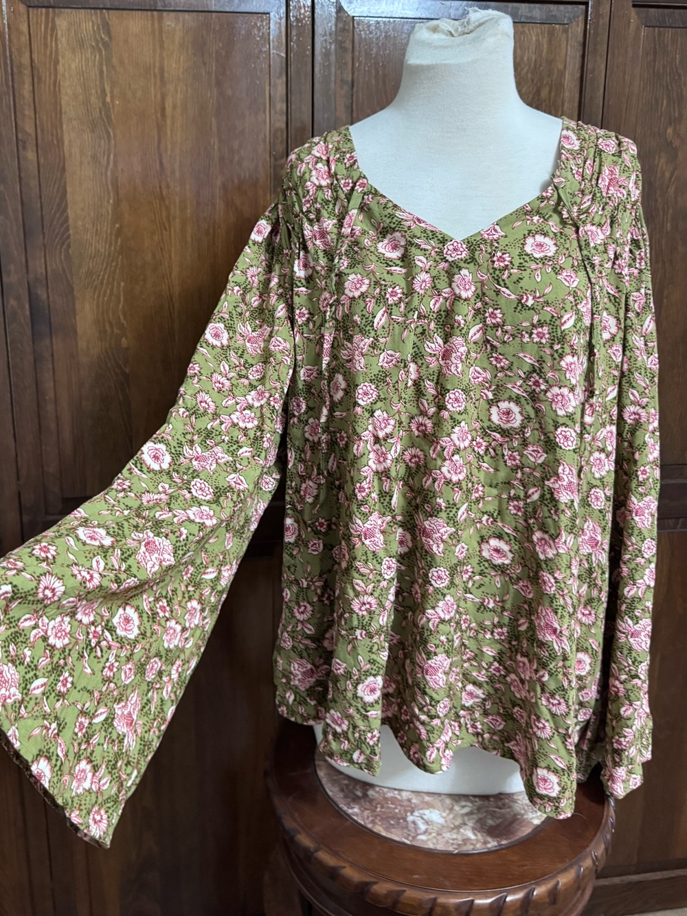 INDIE BOHO Romantic Cottagecore Jessica Simpson Floral Flare Sleeve Top XXL